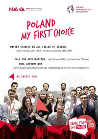 Poland My First Choice NAWA - nabór wniosków już otwarty! Poland My First Choice NAWA - nabór wniosków już otwarty!