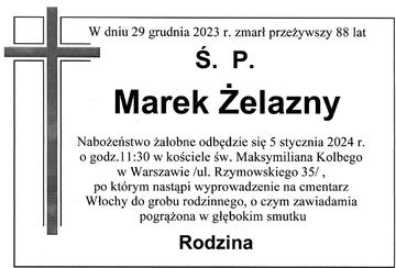 nekrolog Marek Żelazny